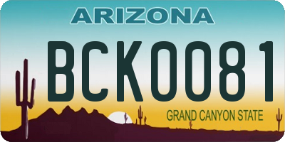 AZ license plate BCK0081