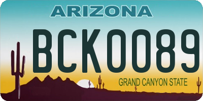 AZ license plate BCK0089