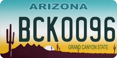 AZ license plate BCK0096