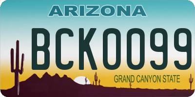 AZ license plate BCK0099