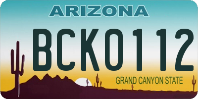 AZ license plate BCK0112