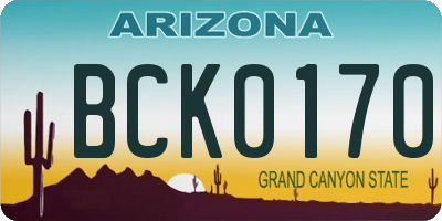 AZ license plate BCK0170