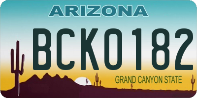 AZ license plate BCK0182