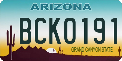 AZ license plate BCK0191