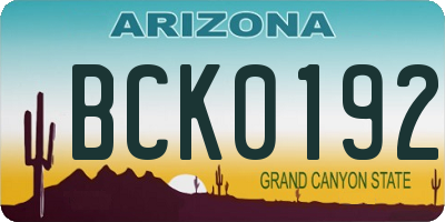 AZ license plate BCK0192