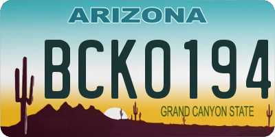 AZ license plate BCK0194