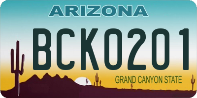 AZ license plate BCK0201