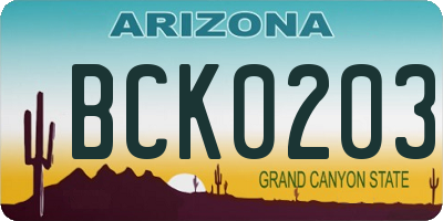 AZ license plate BCK0203