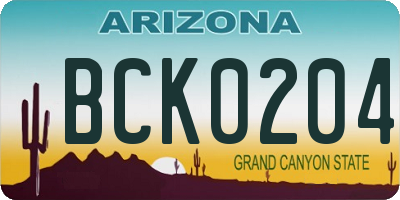 AZ license plate BCK0204