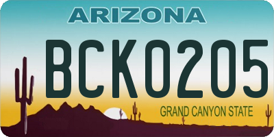 AZ license plate BCK0205