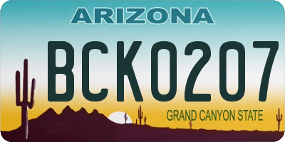 AZ license plate BCK0207