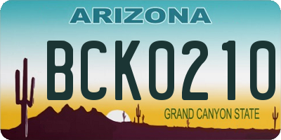 AZ license plate BCK0210