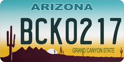 AZ license plate BCK0217