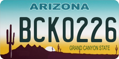 AZ license plate BCK0226