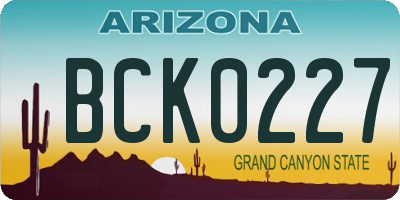 AZ license plate BCK0227