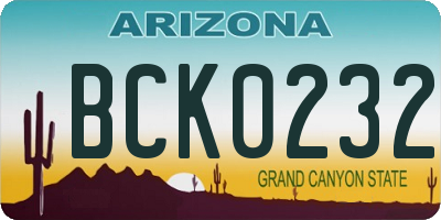 AZ license plate BCK0232