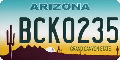 AZ license plate BCK0235