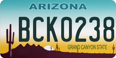 AZ license plate BCK0238