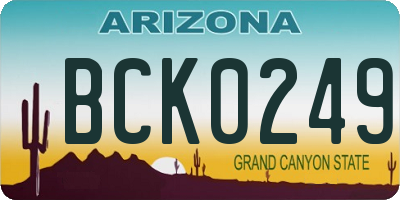 AZ license plate BCK0249