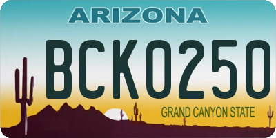 AZ license plate BCK0250