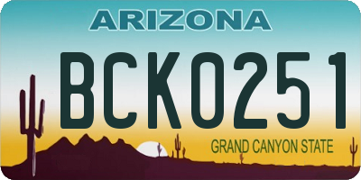 AZ license plate BCK0251