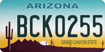 AZ license plate BCK0255