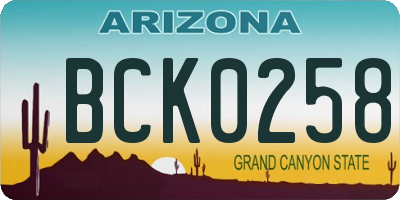 AZ license plate BCK0258