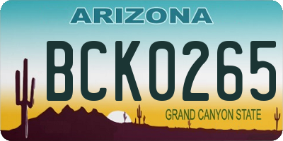 AZ license plate BCK0265