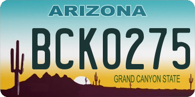 AZ license plate BCK0275