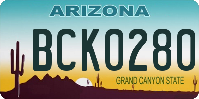 AZ license plate BCK0280