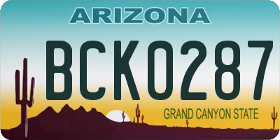 AZ license plate BCK0287