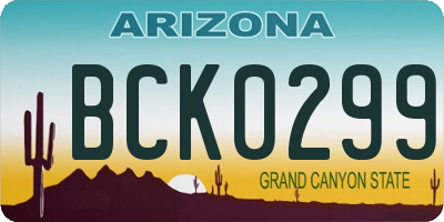 AZ license plate BCK0299