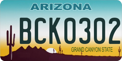 AZ license plate BCK0302