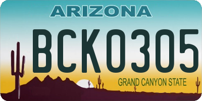 AZ license plate BCK0305