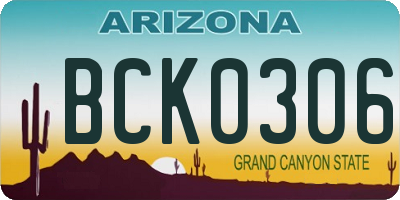 AZ license plate BCK0306