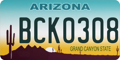 AZ license plate BCK0308