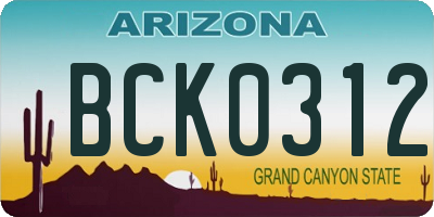 AZ license plate BCK0312