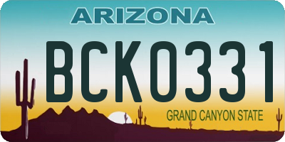 AZ license plate BCK0331