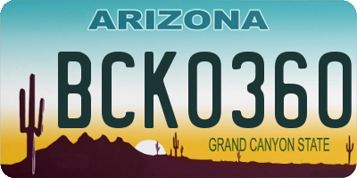 AZ license plate BCK0360