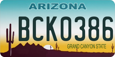 AZ license plate BCK0386