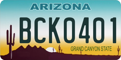 AZ license plate BCK0401