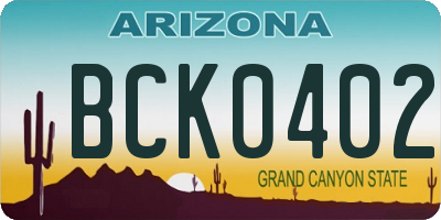 AZ license plate BCK0402