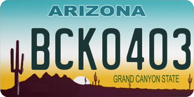 AZ license plate BCK0403