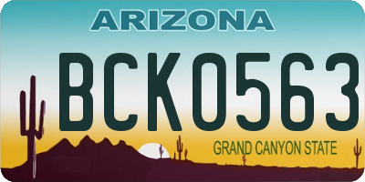 AZ license plate BCK0563