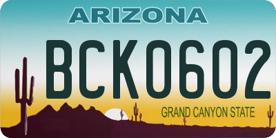 AZ license plate BCK0602