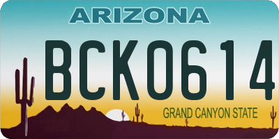 AZ license plate BCK0614