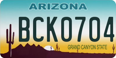 AZ license plate BCK0704