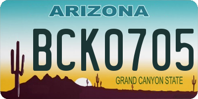 AZ license plate BCK0705