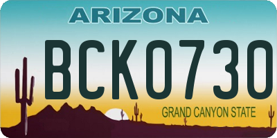 AZ license plate BCK0730