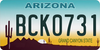 AZ license plate BCK0731